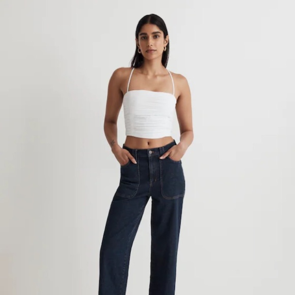NWT Madewell• Poplin Crop Tube Top Size 6 Eyelet White